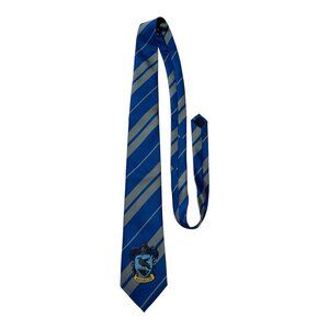 Harry Potter Ravenclaw Striped Necktie – Blue & Gray with Crest – Warner Bros